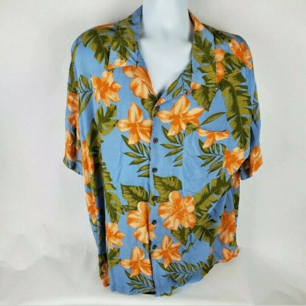 Panama Jack Mens Hawaiian Shirt Sz XL Floral Hibis